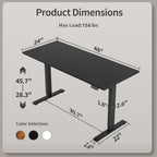 Electric Standing Desk, 48 x 24 Inches Height Adjustable Desk, Sit Stand up Desk for Work Office Home, Ergonomic Rising Computer Table with Memory Preset, Rustic Brown - Grand Goldman