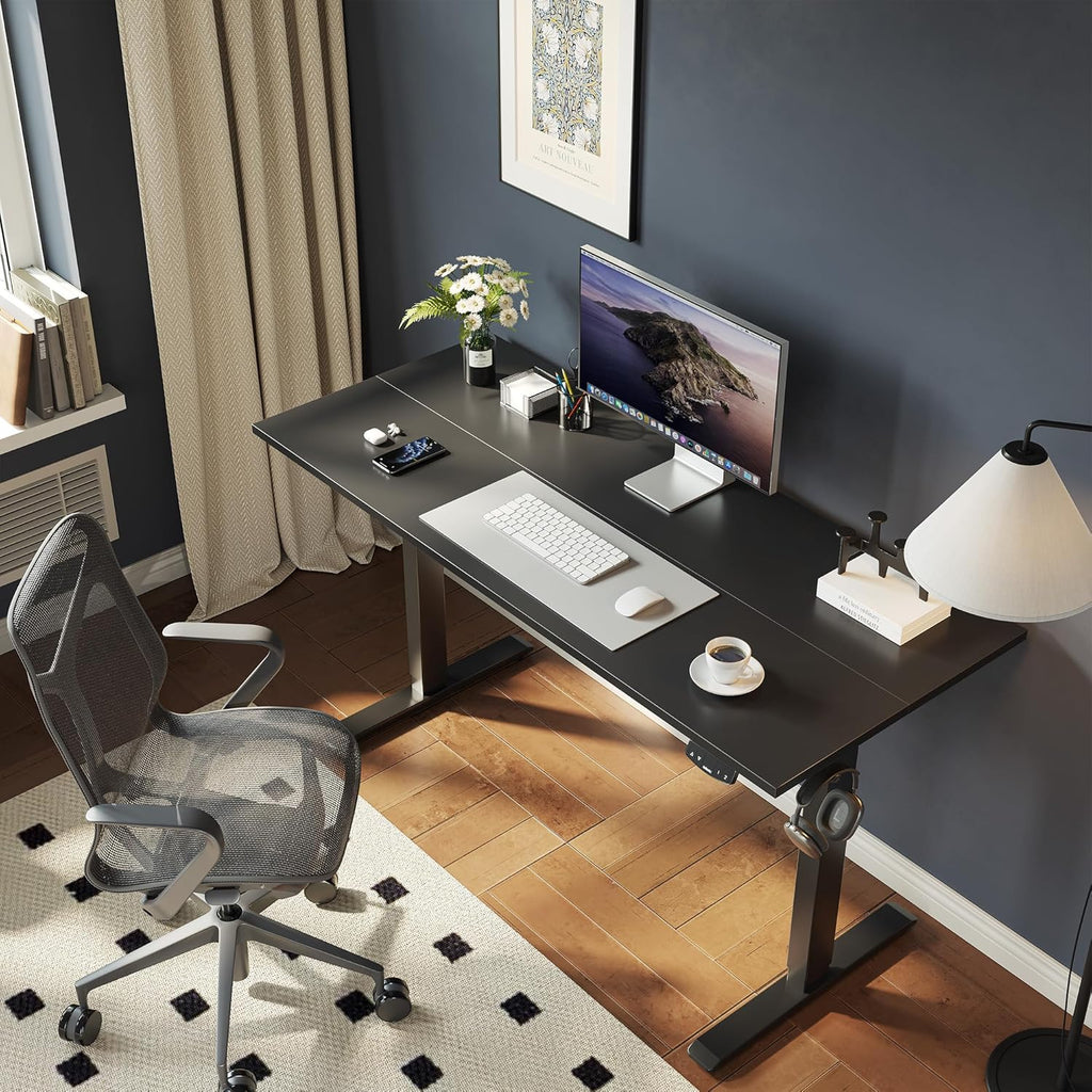 Electric Standing Desk, 48 x 24 Inches Height Adjustable Desk, Sit Stand up Desk for Work Office Home, Ergonomic Rising Computer Table with Memory Preset, Rustic Brown - Grand Goldman