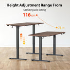 Electric Standing Desk, 48 x 24 Inches Height Adjustable Desk, Sit Stand up Desk for Work Office Home, Ergonomic Rising Computer Table with Memory Preset, Rustic Brown - Grand Goldman
