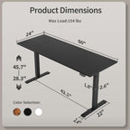 Electric Standing Desk, 48 x 24 Inches Height Adjustable Desk, Sit Stand up Desk for Work Office Home, Ergonomic Rising Computer Table with Memory Preset, Rustic Brown - Grand Goldman