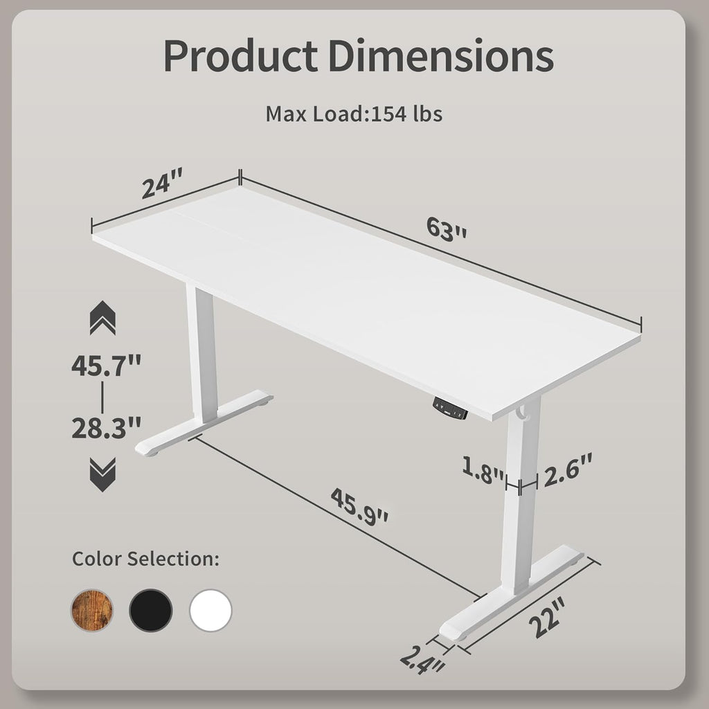 Electric Standing Desk, 48 x 24 Inches Height Adjustable Desk, Sit Stand up Desk for Work Office Home, Ergonomic Rising Computer Table with Memory Preset, Rustic Brown - Grand Goldman