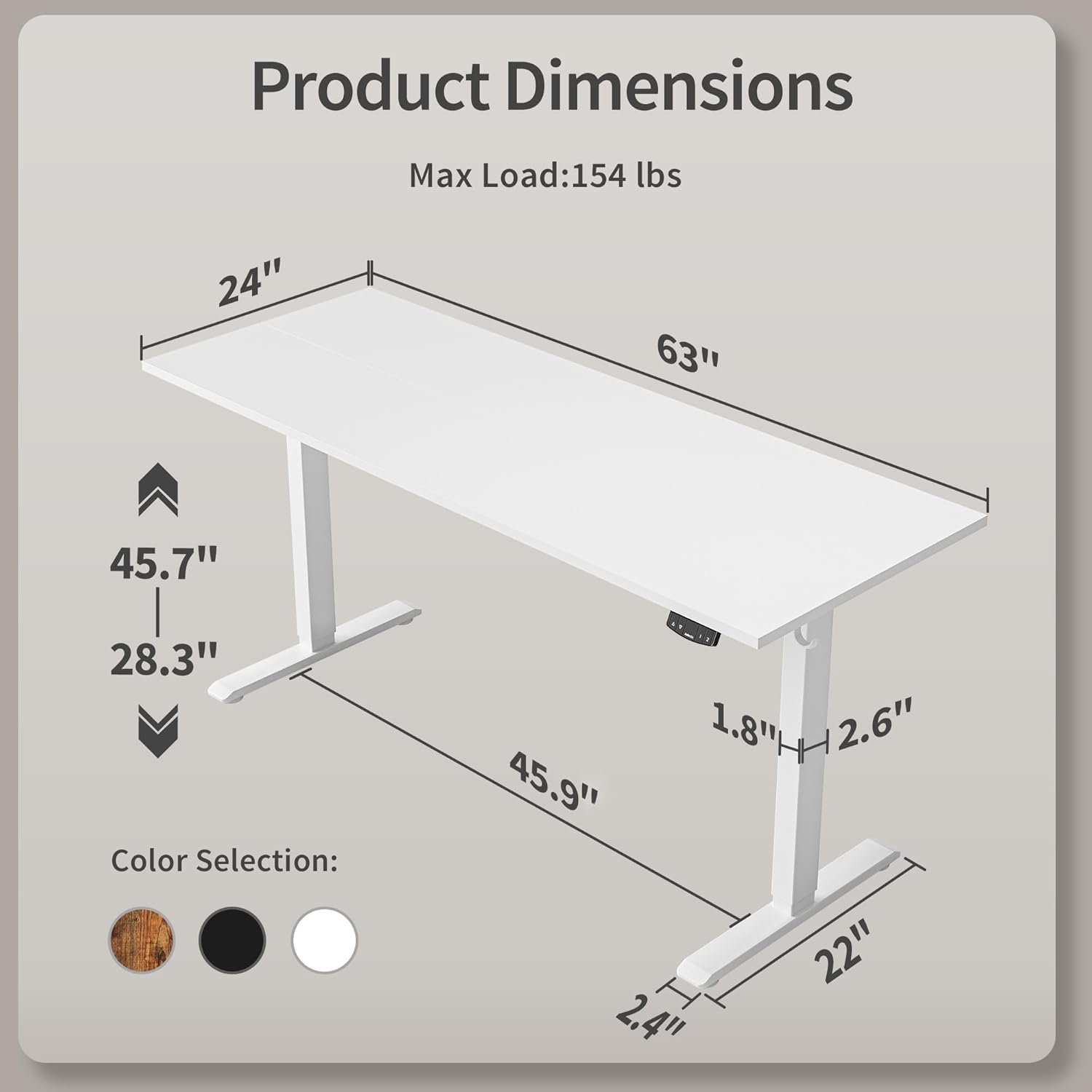Electric Standing Desk, 48 x 24 Inches Height Adjustable Desk, Sit Stand up Desk for Work Office Home, Ergonomic Rising Computer Table with Memory Preset, Rustic Brown - Grand Goldman