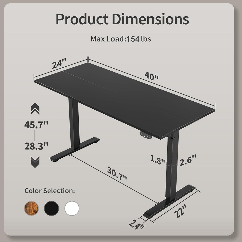 Electric Standing Desk, 48 x 24 Inches Height Adjustable Desk, Sit Stand up Desk for Work Office Home, Ergonomic Rising Computer Table with Memory Preset, Rustic Brown - Grand Goldman