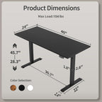 Electric Standing Desk, 48 x 24 Inches Height Adjustable Desk, Sit Stand up Desk for Work Office Home, Ergonomic Rising Computer Table with Memory Preset, Rustic Brown - Grand Goldman
