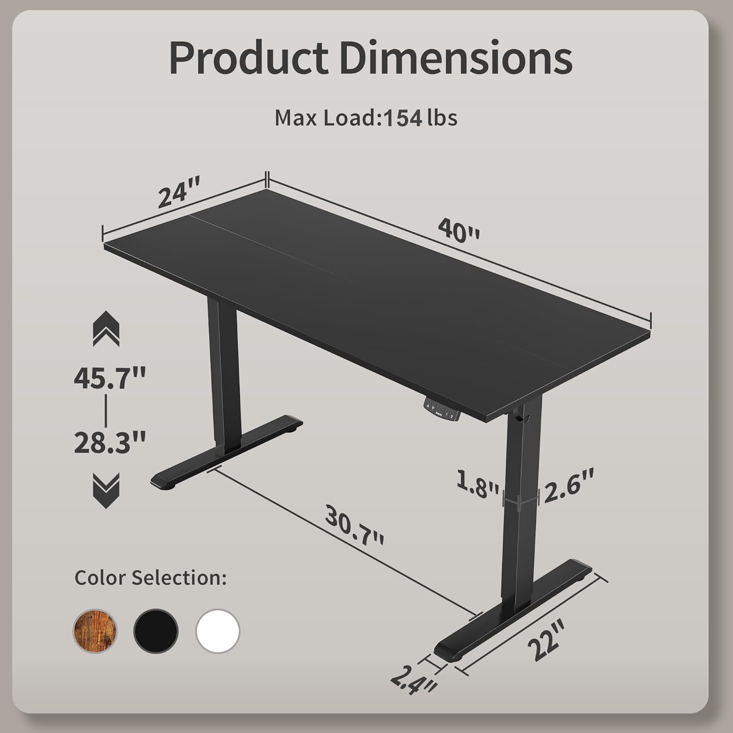 Electric Standing Desk, 48 x 24 Inches Height Adjustable Desk, Sit Stand up Desk for Work Office Home, Ergonomic Rising Computer Table with Memory Preset, Rustic Brown - Grand Goldman