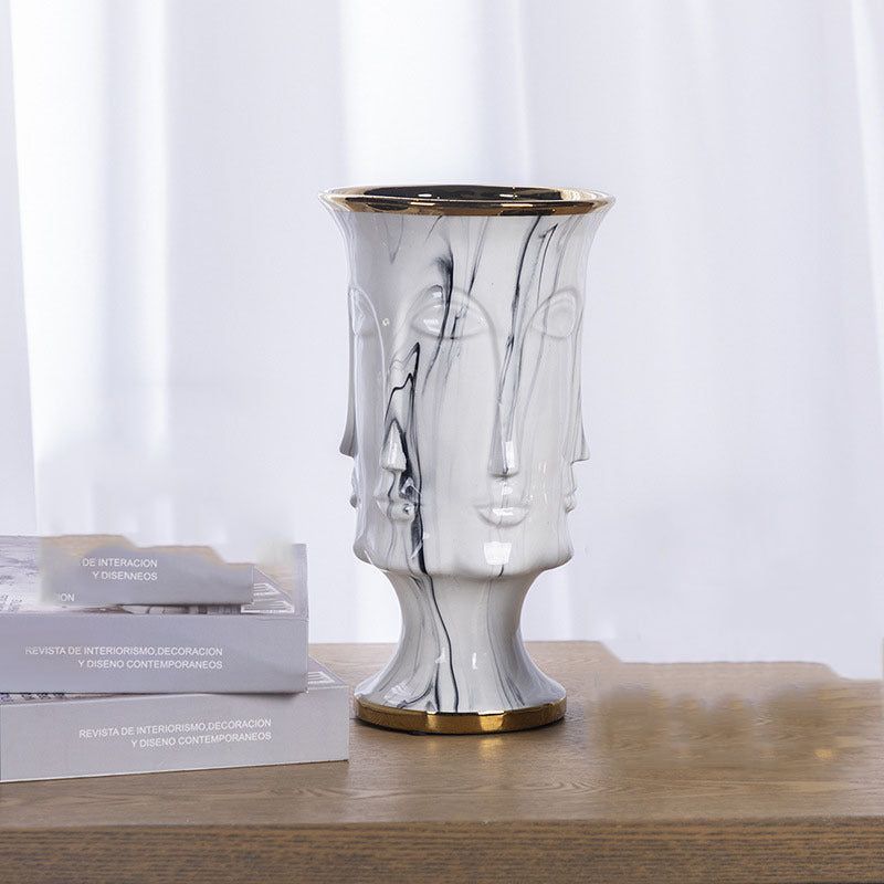 Electroplating Decoration Ceramic Electroplating Vase Ceramic Flower Pot Art Face Vase - Grand Goldman