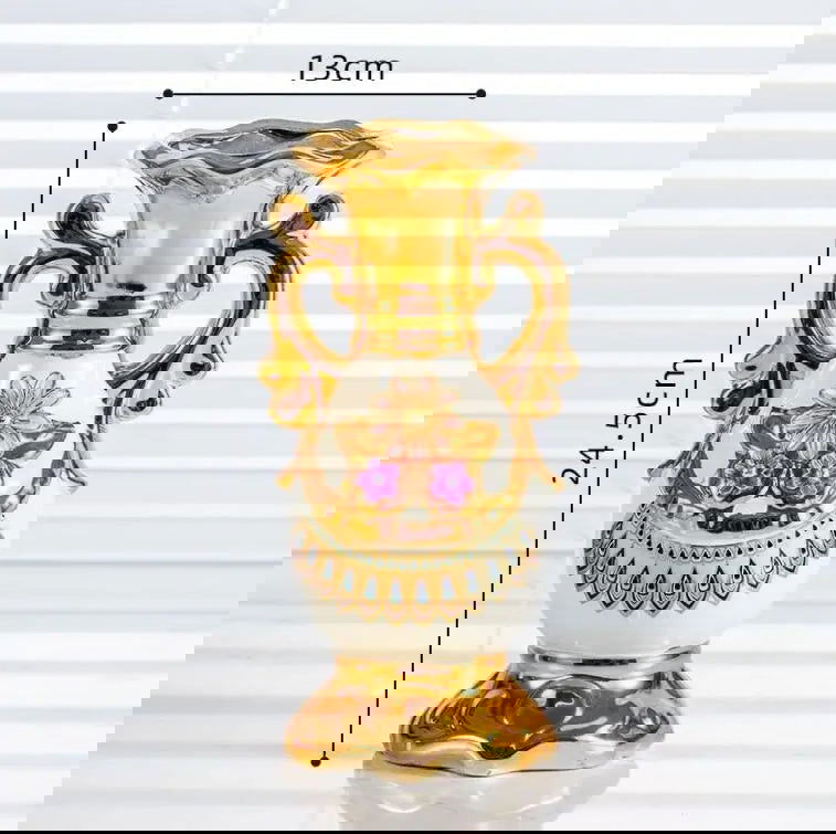 Elegant 24CM European Ceramic Vase with Hand-Painted Impressionist Flowers Perfect for Dried Blossom Arrangements Home Decor Shiny Golden Totem Pot Amphora Living Room Entrance Bedside Ornaments - Grand Goldman