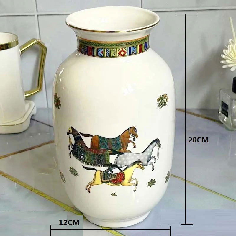 Elegant Ceramic 3D Stereoscopic Vase with Hand-Painted Flowers for Dried Flower Arrangements - Vintage European Style Home Decorations for Living Room and Entrance - Grand Goldman