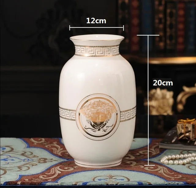 Elegant Ceramic 3D Stereoscopic Vase with Hand-Painted Flowers for Dried Flower Arrangements - Vintage European Style Home Decorations for Living Room and Entrance - Grand Goldman