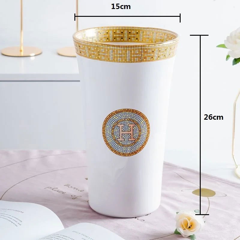 Elegant Ceramic 3D Stereoscopic Vase with Hand-Painted Flowers for Dried Flower Arrangements - Vintage European Style Home Decorations for Living Room and Entrance - Grand Goldman