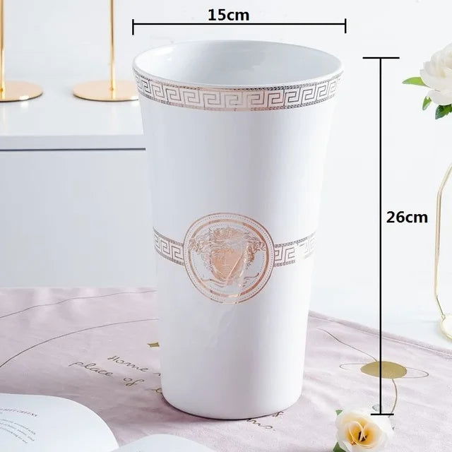 Elegant Ceramic 3D Stereoscopic Vase with Hand-Painted Flowers for Dried Flower Arrangements - Vintage European Style Home Decorations for Living Room and Entrance - Grand Goldman