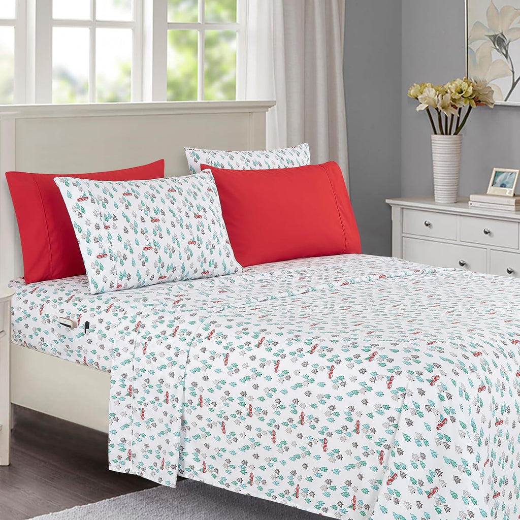 Elegant Comfort Luxury Soft Bed Sheets Holiday Pattern 1500 Premium Hotel Quality Microfiber - Softness Wrinkle and Fade Resistant (6-Piece) Bedding Set, King, Bungalow - Grand Goldman