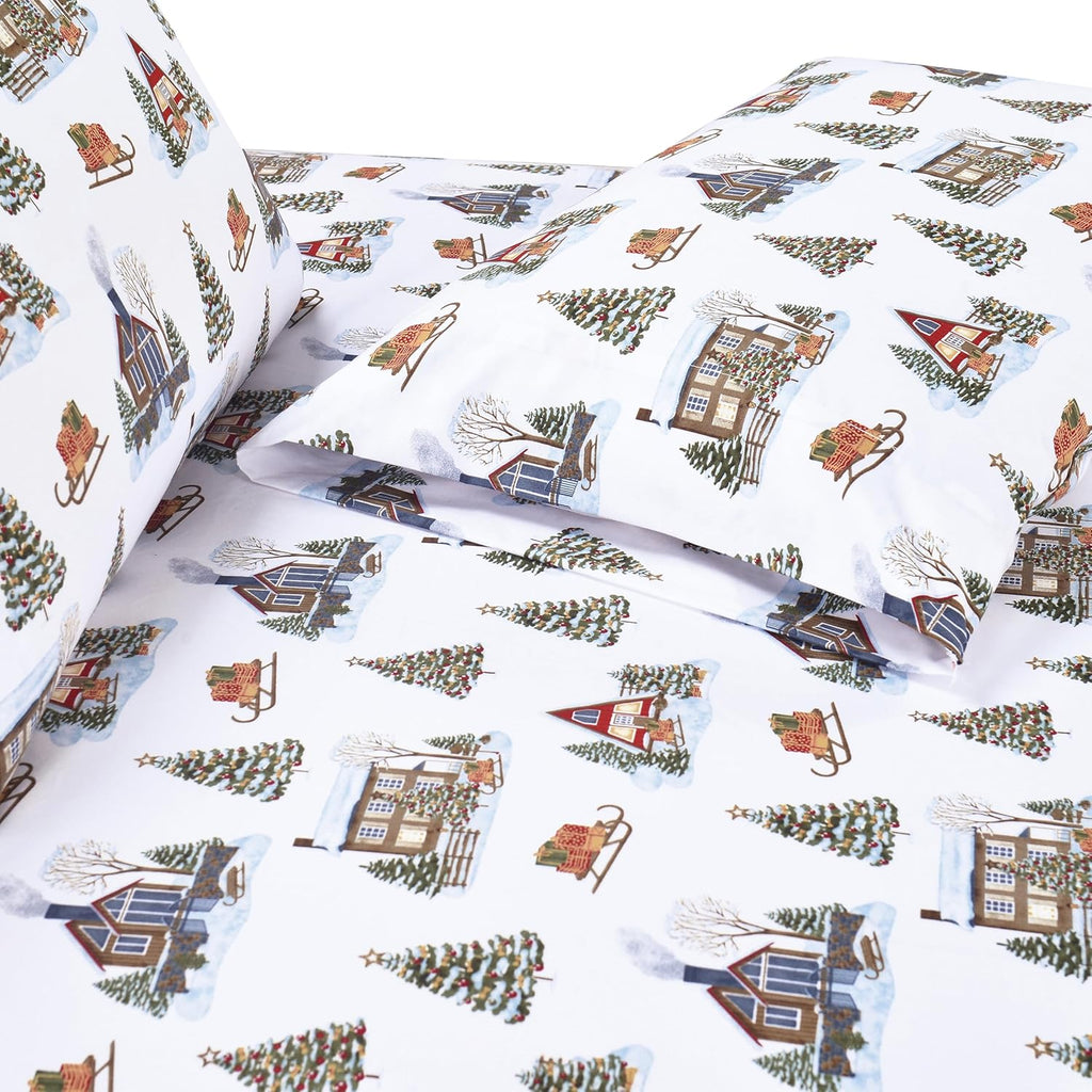 Elegant Comfort Luxury Soft Bed Sheets Holiday Pattern 1500 Premium Hotel Quality Microfiber - Softness Wrinkle and Fade Resistant (6-Piece) Bedding Set, King, Bungalow - Grand Goldman