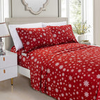 Elegant Comfort Luxury Soft Bed Sheets Holiday Pattern 1500 Premium Hotel Quality Microfiber - Softness Wrinkle and Fade Resistant (6-Piece) Bedding Set, King, Bungalow - Grand Goldman