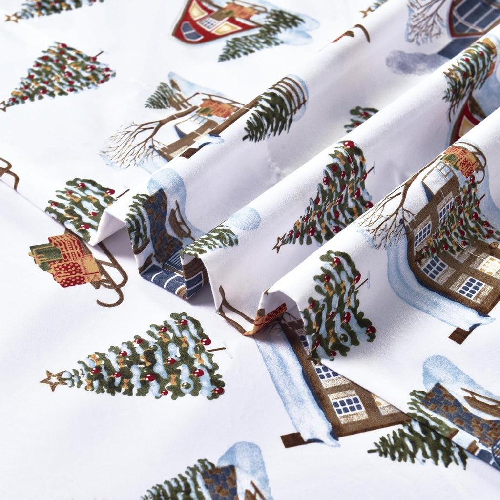 Elegant Comfort Luxury Soft Bed Sheets Holiday Pattern 1500 Premium Hotel Quality Microfiber - Softness Wrinkle and Fade Resistant (6-Piece) Bedding Set, King, Bungalow - Grand Goldman