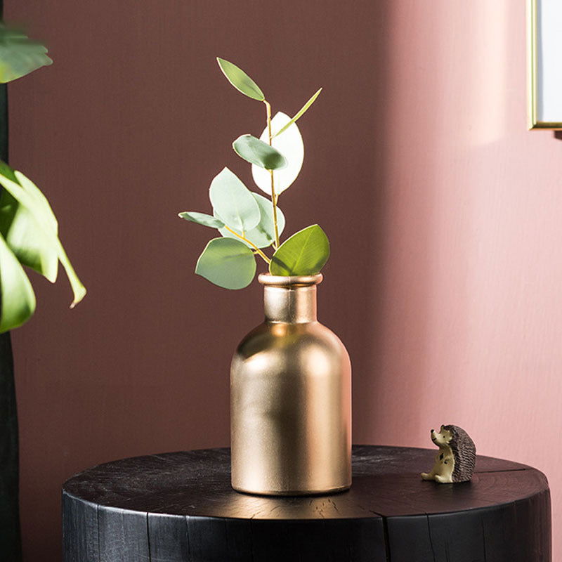 Elegant Golden Nordic Gilded Glass Vase - Perfect for Modern Home Décor - Grand Goldman