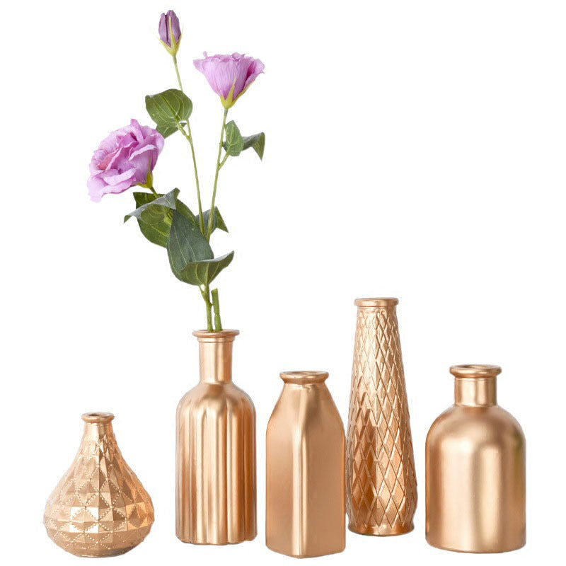 Elegant Golden Nordic Gilded Glass Vase - Perfect for Modern Home Décor - Grand Goldman