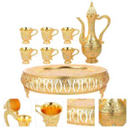 Elegant HIRMA Gold Turkish Tea Set Moroccan Teapot Zinc Alloy Decorated Shot Glasses Durable Home Decor Holiday Gift - Grand Goldman