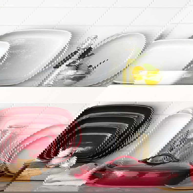 Elliptical creative ceramics binaural fish dish high soup pan home baked rice plate rectangular cheese cake tray - Grand Goldman