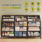 EnHomee 55”W Dresser for Bedroom, Dresser with 13 Large Drawer, Dressers & Chests of Drawers, Dressers with 2 Shelves, Bedroom Dresser, Long Dresser for Closet, Wooden Top Metal Frame Rustic Brown - Grand Goldman