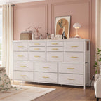 EnHomee 60" TV Stand Dresser TV Stand with Charging Station TV Stands for Living Room Long Dresser for Bedroom TV Stand with 16 Drawers Storage TV Stand for Bedroom Dresser 51.1''W*11.8''D*34.8''H - Grand Goldman