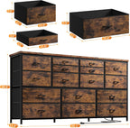 EnHomee 60" TV Stand Dresser TV Stand with Charging Station TV Stands for Living Room Long Dresser for Bedroom TV Stand with 16 Drawers Storage TV Stand for Bedroom Dresser 51.1''W*11.8''D*34.8''H - Grand Goldman