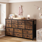 EnHomee 60" TV Stand Dresser TV Stand with Charging Station TV Stands for Living Room Long Dresser for Bedroom TV Stand with 16 Drawers Storage TV Stand for Bedroom Dresser 51.1''W*11.8''D*34.8''H - Grand Goldman