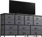EnHomee 60" TV Stand Dresser TV Stand with Charging Station TV Stands for Living Room Long Dresser for Bedroom TV Stand with 16 Drawers Storage TV Stand for Bedroom Dresser 51.1''W*11.8''D*34.8''H - Grand Goldman