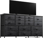 EnHomee 60" TV Stand Dresser TV Stand with Charging Station TV Stands for Living Room Long Dresser for Bedroom TV Stand with 16 Drawers Storage TV Stand for Bedroom Dresser 51.1''W*11.8''D*34.8''H - Grand Goldman