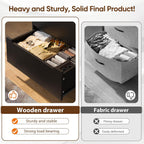 EnHomee Dresser for Bedroom, Dresser with 6 Wood Drawers, Black Dresser and Tall Dresser with Large Organizer, Wood Dressers & Chests of Drawers with Smooth Metal Rail, Black - Grand Goldman