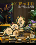 Enamel color tableware set high-end dish set home palace style housewarming gifts - Grand Goldman