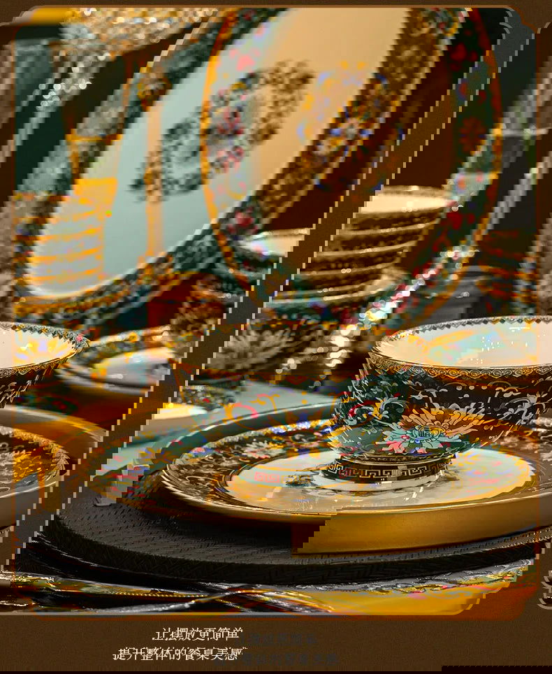 Enamel color tableware set high-end dish set home palace style housewarming gifts - Grand Goldman