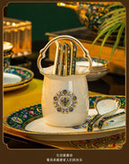 Enamel color tableware set high-end dish set home palace style housewarming gifts - Grand Goldman