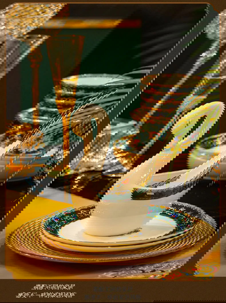 Enamel color tableware set high-end dish set home palace style housewarming gifts - Grand Goldman