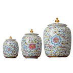 Enamelled Painted Pottery Pot Tea Caddy Ginger Jar Porcelain Canister Storage Tank Tea Organizer Desktop Storage Container - Grand Goldman