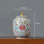 Enamelled Painted Pottery Pot Tea Caddy Ginger Jar Porcelain Canister Storage Tank Tea Organizer Desktop Storage Container - Grand Goldman