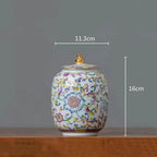 Enamelled Painted Pottery Pot Tea Caddy Ginger Jar Porcelain Canister Storage Tank Tea Organizer Desktop Storage Container - Grand Goldman