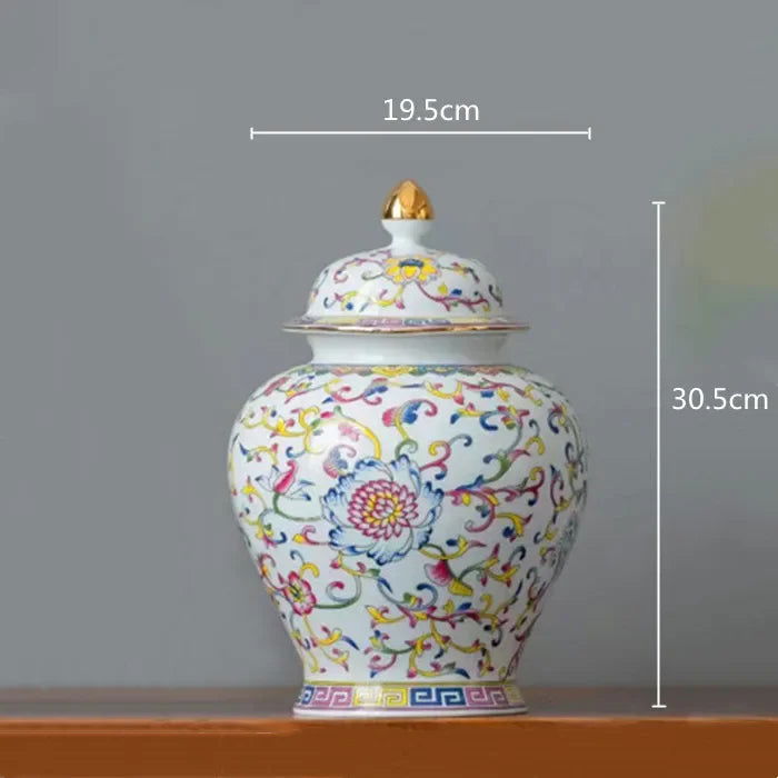 Enamelled Painted Pottery Pot Tea Caddy Ginger Jar Porcelain Canister Storage Tank Tea Organizer Desktop Storage Container - Grand Goldman
