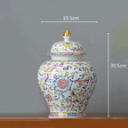 Enamelled Painted Pottery Pot Tea Caddy Ginger Jar Porcelain Canister Storage Tank Tea Organizer Desktop Storage Container - Grand Goldman
