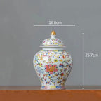 Enamelled Painted Pottery Pot Tea Caddy Ginger Jar Porcelain Canister Storage Tank Tea Organizer Desktop Storage Container - Grand Goldman
