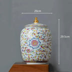 Enamelled Painted Pottery Pot Tea Caddy Ginger Jar Porcelain Canister Storage Tank Tea Organizer Desktop Storage Container - Grand Goldman