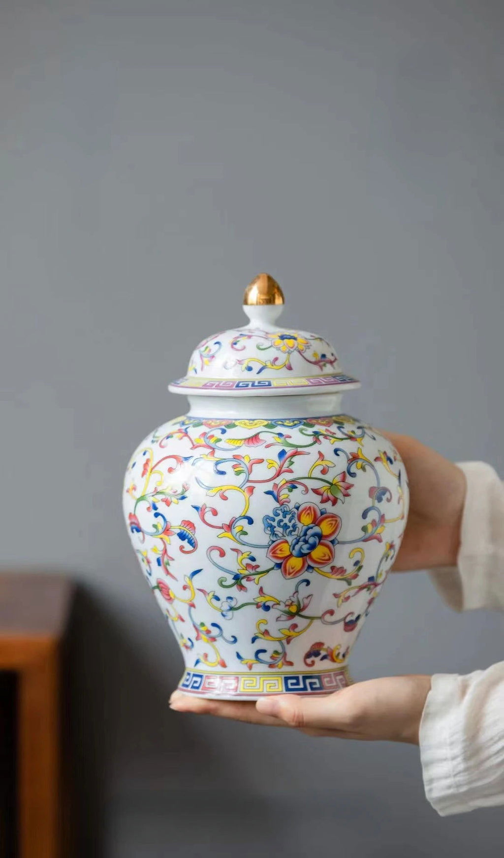 Enamelled Painted Pottery Pot Tea Caddy Ginger Jar Porcelain Canister Storage Tank Tea Organizer Desktop Storage Container - Grand Goldman