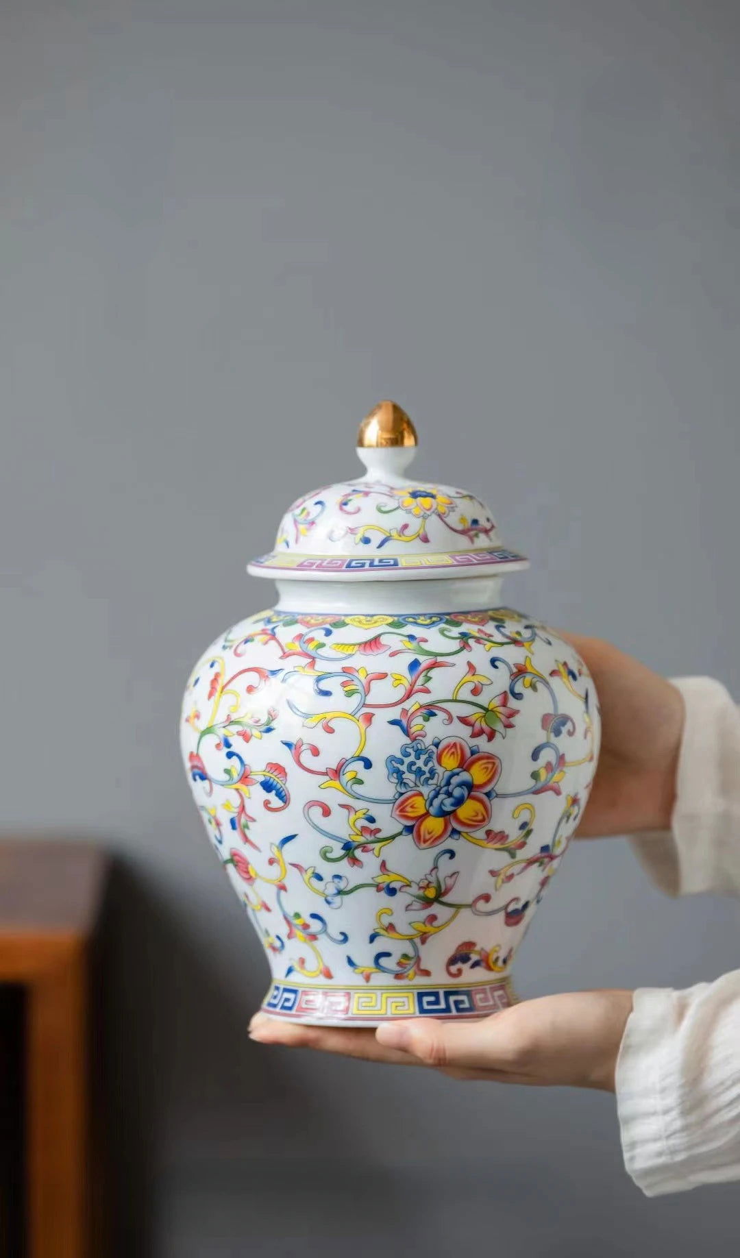 Enamelled Painted Pottery Pot Tea Caddy Ginger Jar Porcelain Canister Storage Tank Tea Organizer Desktop Storage Container - Grand Goldman
