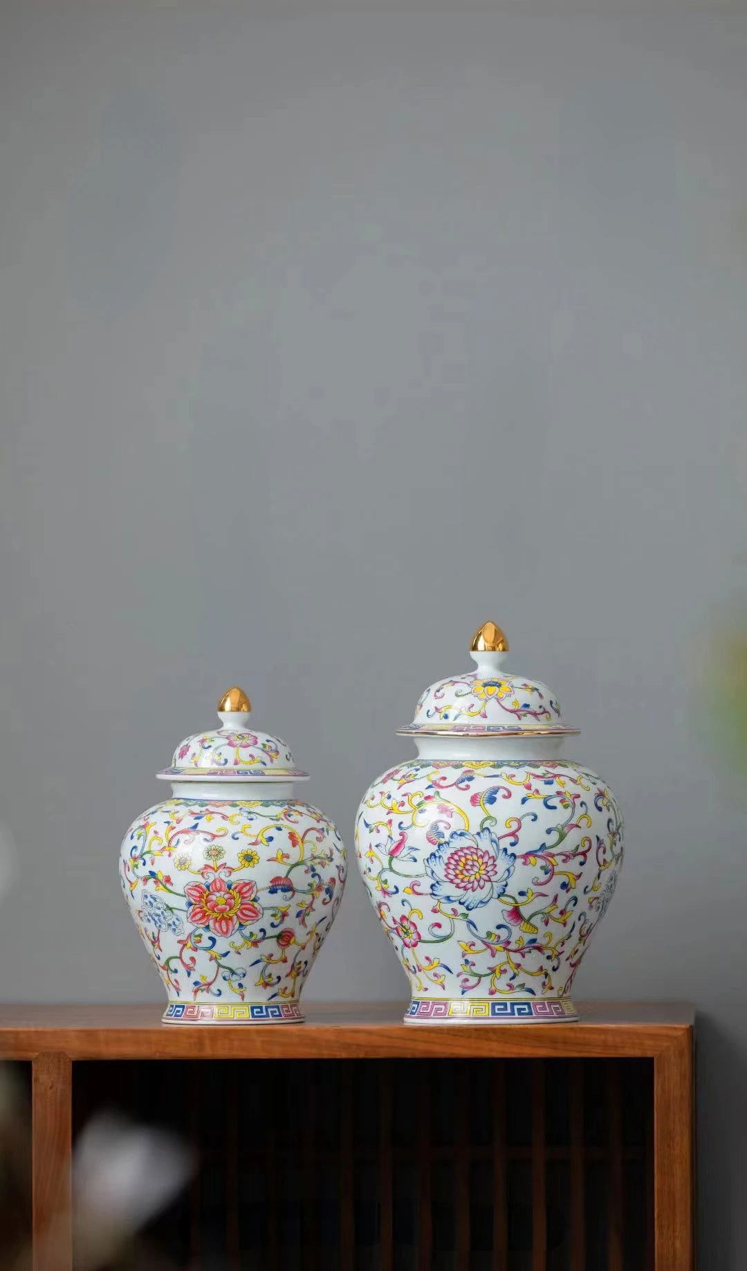 Enamelled Painted Pottery Pot Tea Caddy Ginger Jar Porcelain Canister Storage Tank Tea Organizer Desktop Storage Container - Grand Goldman