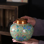 Enamelled Tea Pot Ceramic Sealed Storage Tank Tea Caddy Porcelain Jar Airtight Container Porcelain Jar Coffee Container - Grand Goldman