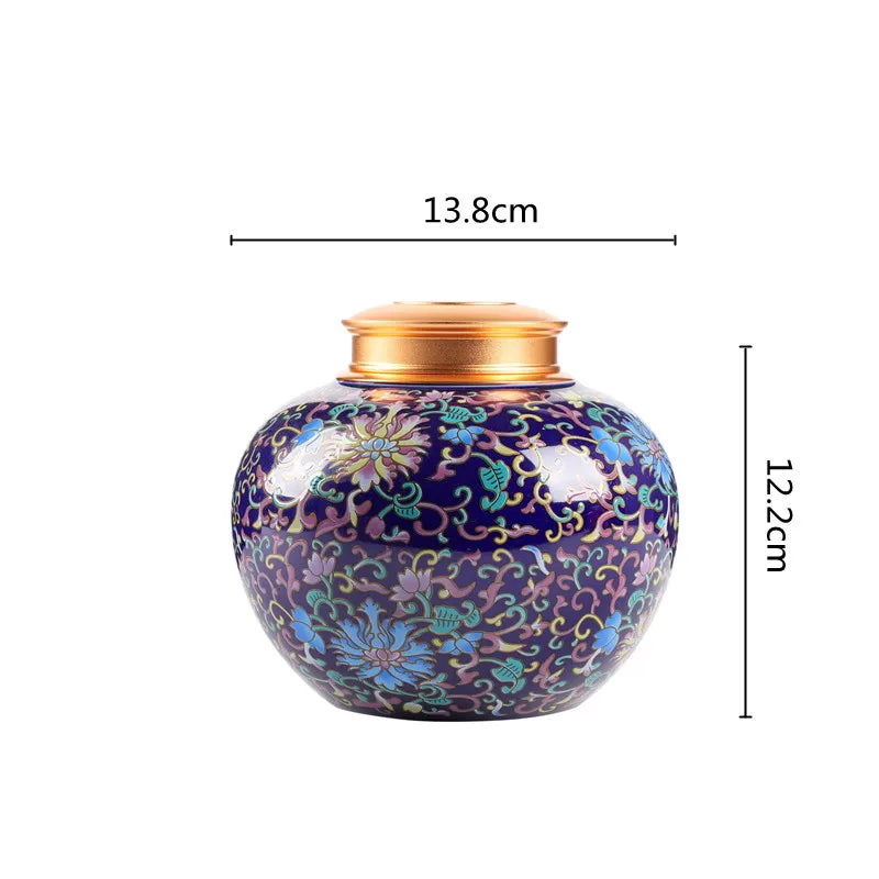 Enamelled Tea Pot Ceramic Sealed Storage Tank Tea Caddy Porcelain Jar Airtight Container Porcelain Jar Coffee Container - Grand Goldman