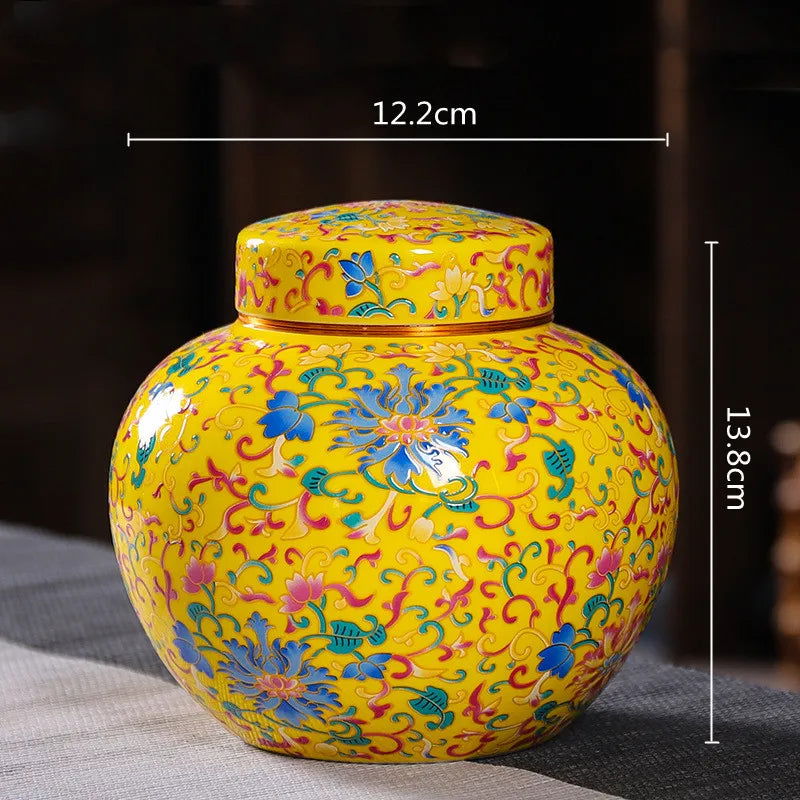 Enamelled Tea Pot Ceramic Sealed Storage Tank Tea Caddy Porcelain Jar Airtight Container Porcelain Jar Coffee Container - Grand Goldman