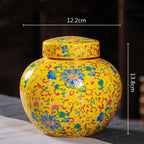 Enamelled Tea Pot Ceramic Sealed Storage Tank Tea Caddy Porcelain Jar Airtight Container Porcelain Jar Coffee Container - Grand Goldman