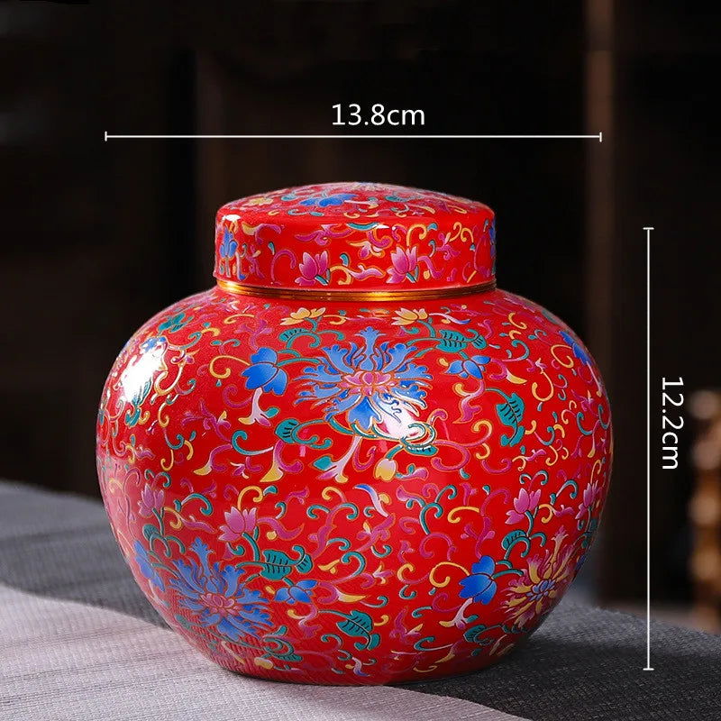 Enamelled Tea Pot Ceramic Sealed Storage Tank Tea Caddy Porcelain Jar Airtight Container Porcelain Jar Coffee Container - Grand Goldman