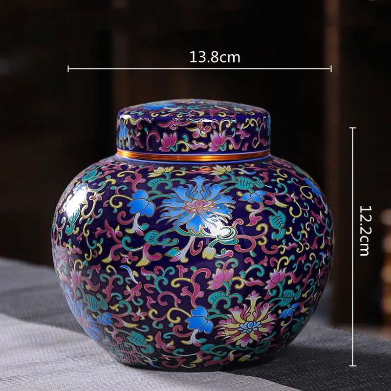 Enamelled Tea Pot Ceramic Sealed Storage Tank Tea Caddy Porcelain Jar Airtight Container Porcelain Jar Coffee Container - Grand Goldman